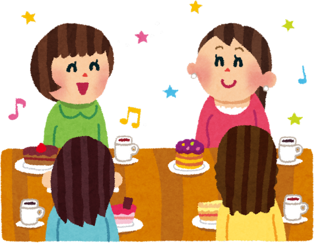 Illustration of Girls Enjoying a Cake and Tea Party